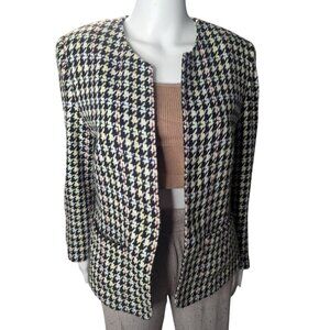BFA Classics Houndstooth Blazer Jacket Womens Sz 6P Open Front Academia Preppy